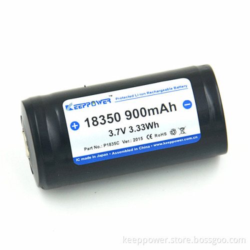 li-ion rechargeable battery 3.7v KeepPower P1835C protected 18350 battery 900mah
